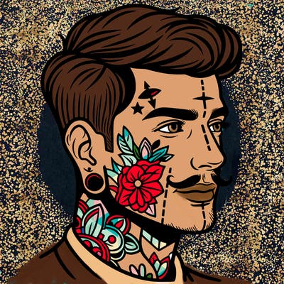 man with face tattoos