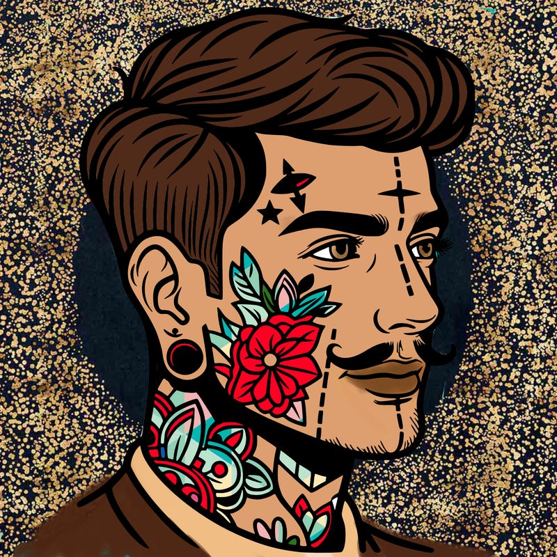 man with face tattoos