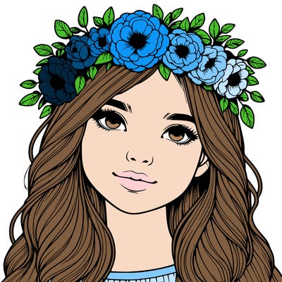 realistic girl with flower crown