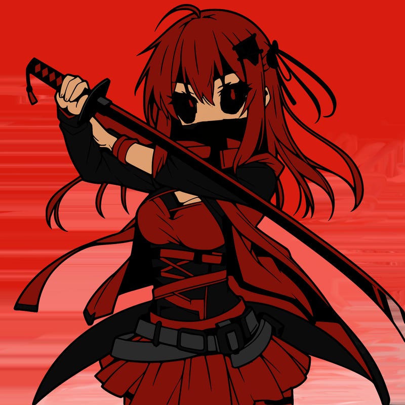 anime girl with sword in cool pose