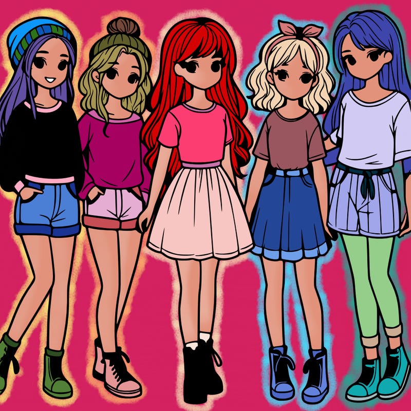 a group of five girls