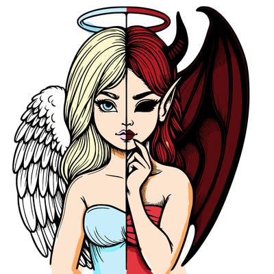 realistic angel half demon