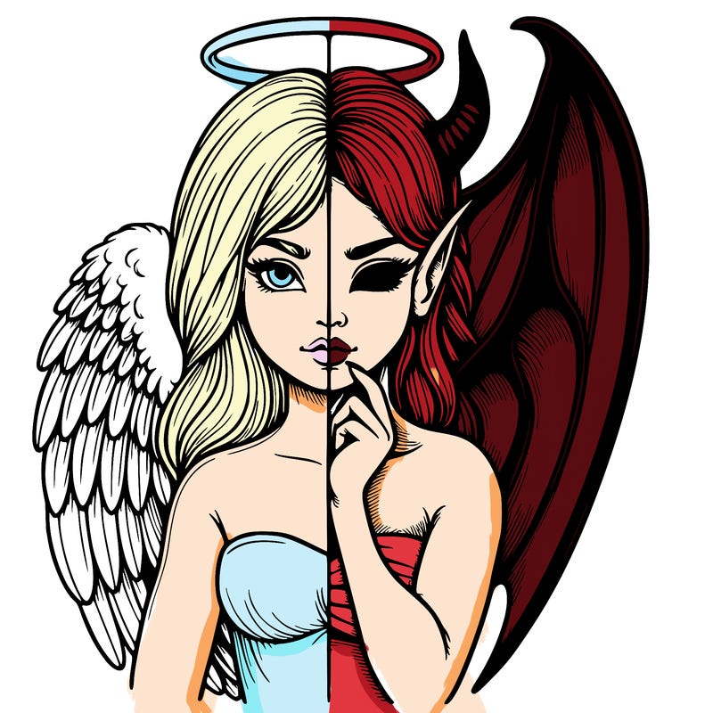 realistic angel half demon