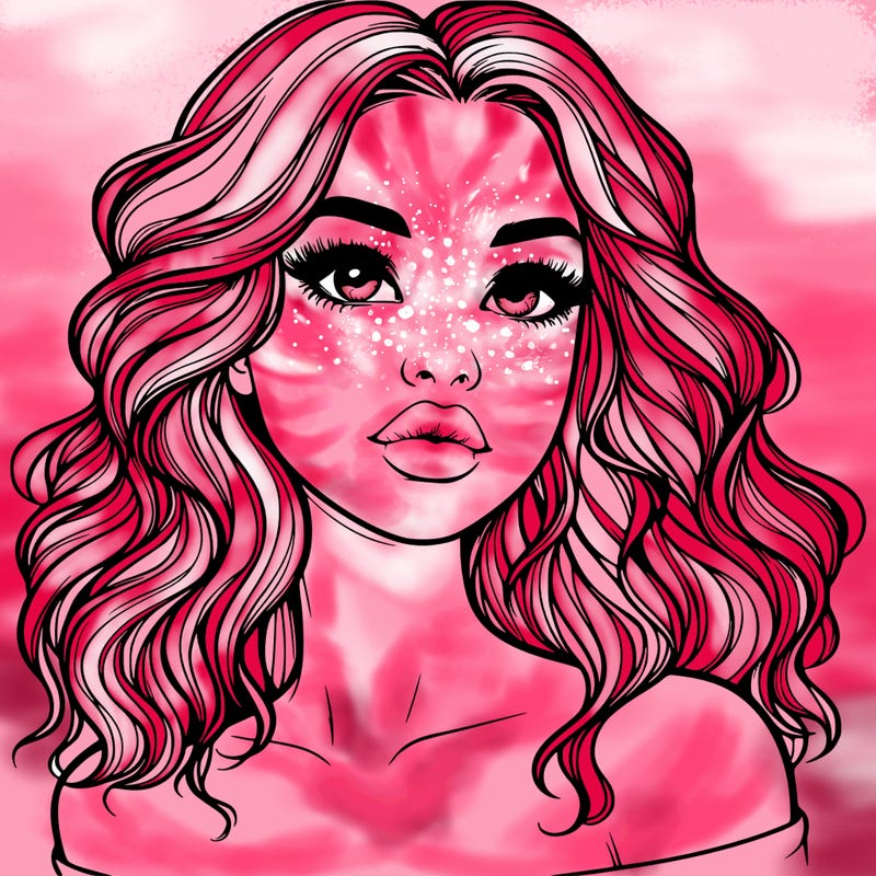 realistic girl with wavy hair and lips