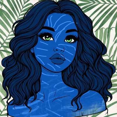 realistic girl with wavy hair and lips