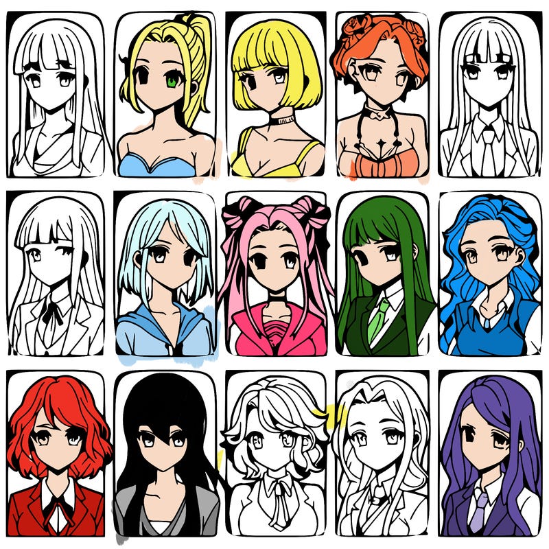 girls that look diffrent anime