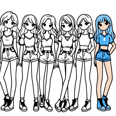 a group of girls wearing crop tops and shorts