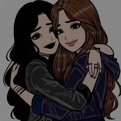 realistic girls hugging