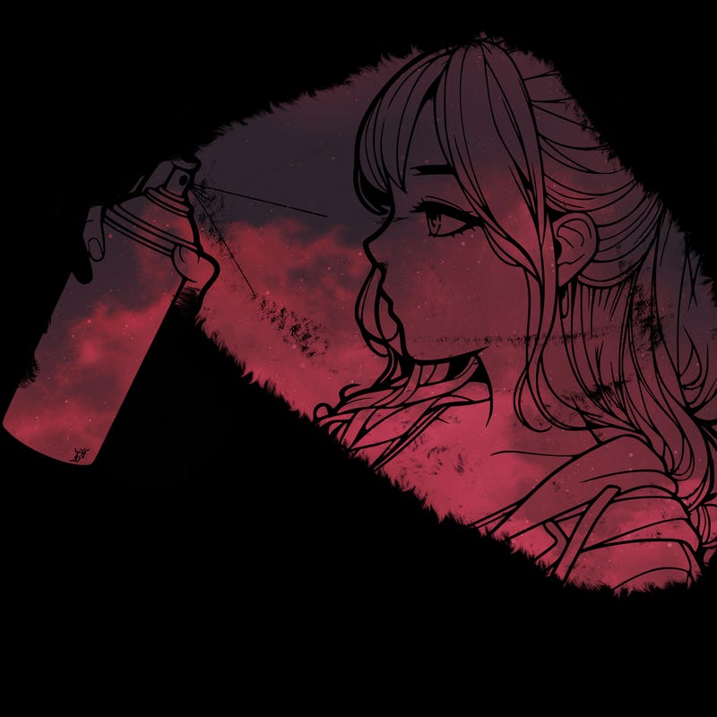 a realistic girl spray, painting