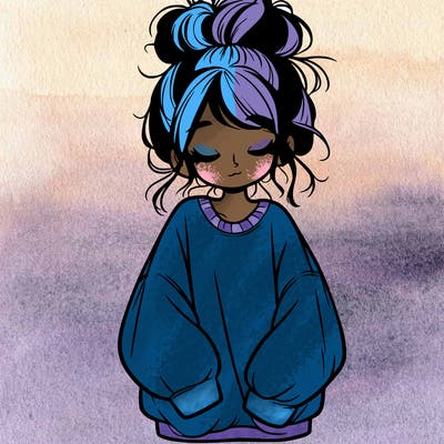girl with baggy sweatshirt and messy bun