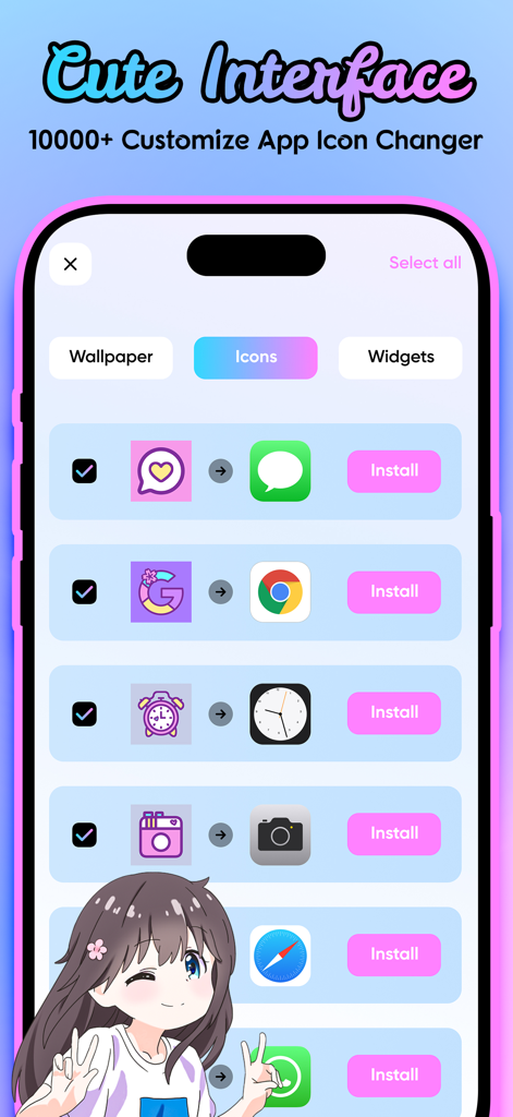 Iconic Themes & Wallpaper - Cute mobile app interface for customizing iPhone app icons with aesthetic themes