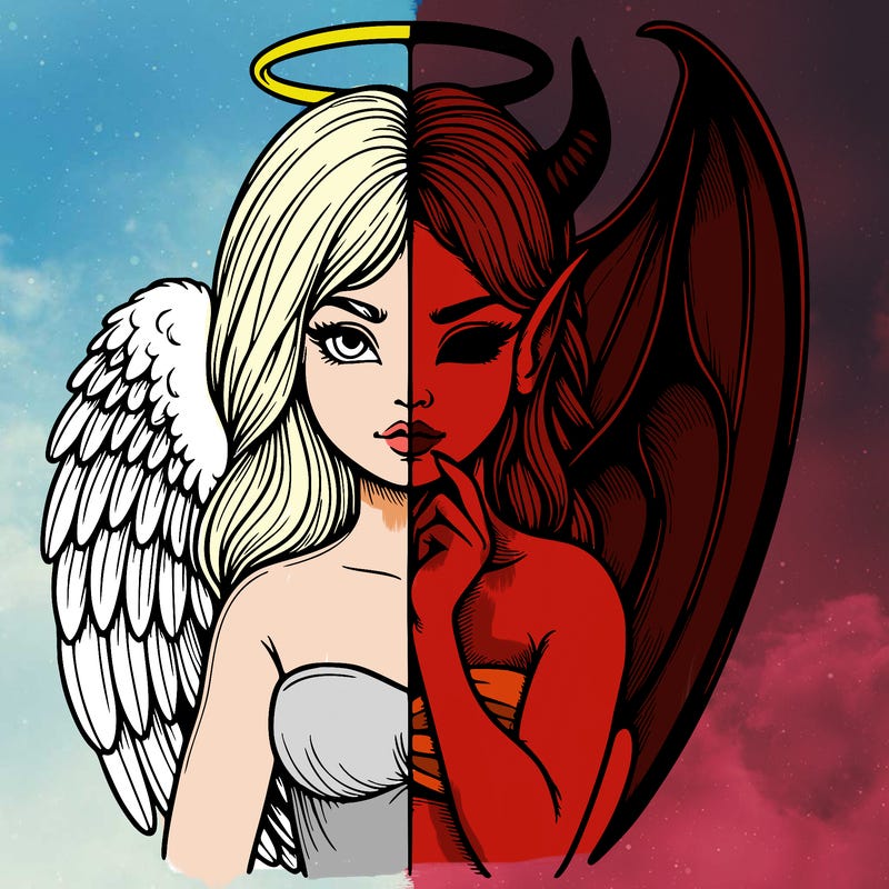 realistic angel half demon