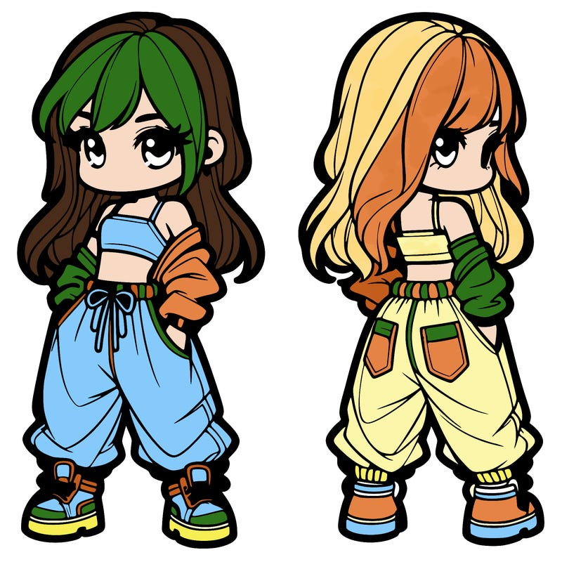 girl in crop top and baggy pants