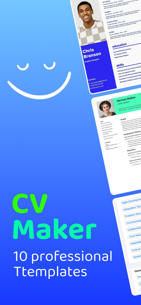 CV Maker Templates - Productivity App | MWM