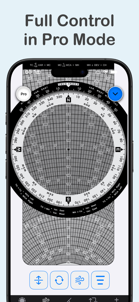 E6B Flight Pro - Digital E6B flight computer wind side simulation in pro mode