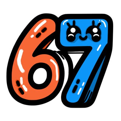 the numbers 67