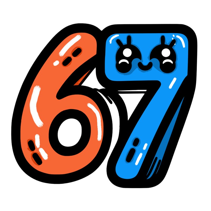the numbers 67