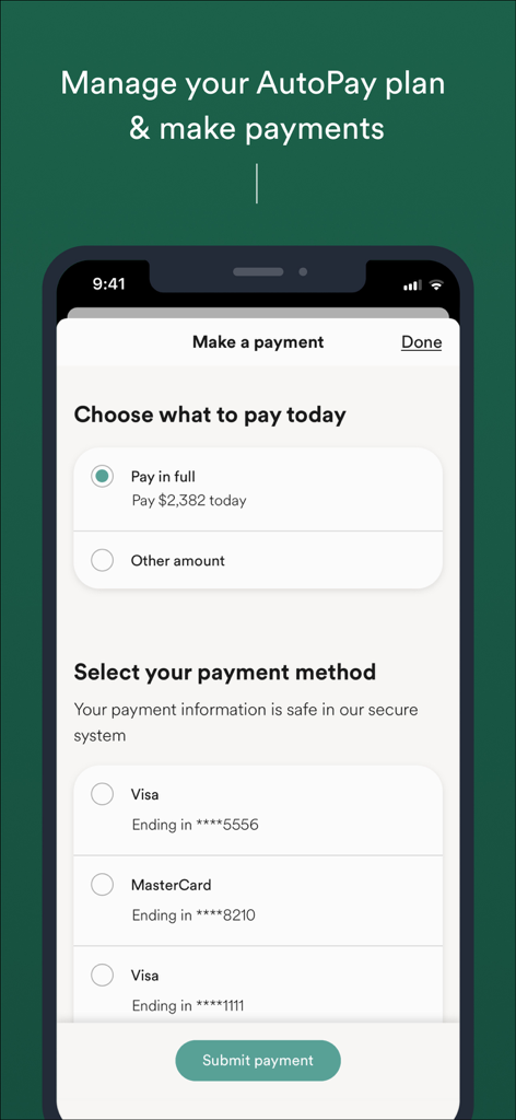 EF Go Ahead Tours - Interface of the EF Go Ahead Tours app showing payment options and saved credit cards for managing tour bookings.