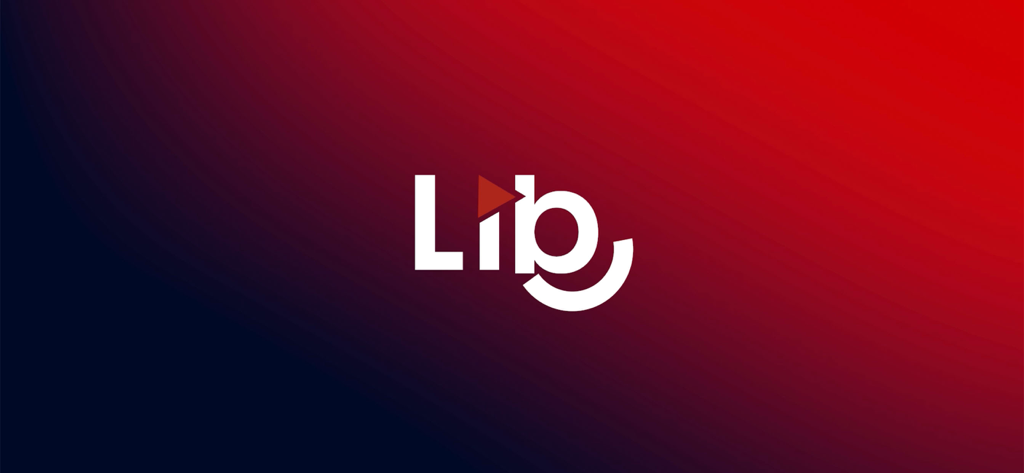 Libico - Logo de la aplicación Libico sobre un fondo degradado azul oscuro y rojo.