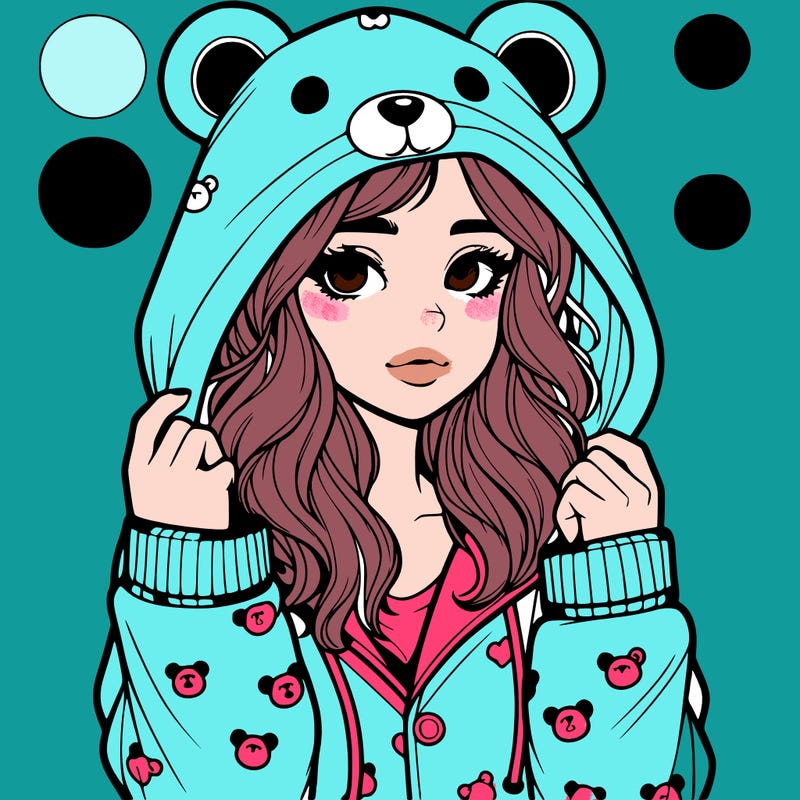 realistic girl in a animal pjs hoodie