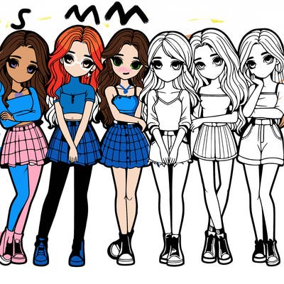 a group of girls realistic