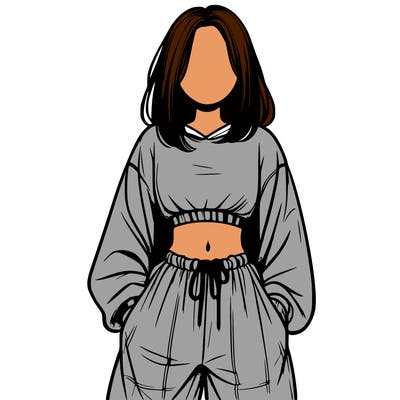 realistic girl faceless with baggy pants and a crop top