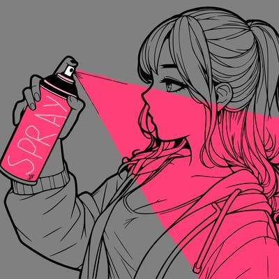 a realistic girl spray, painting
