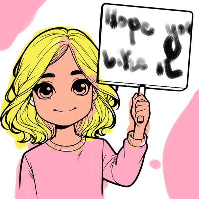 realistic girl holding up a sign