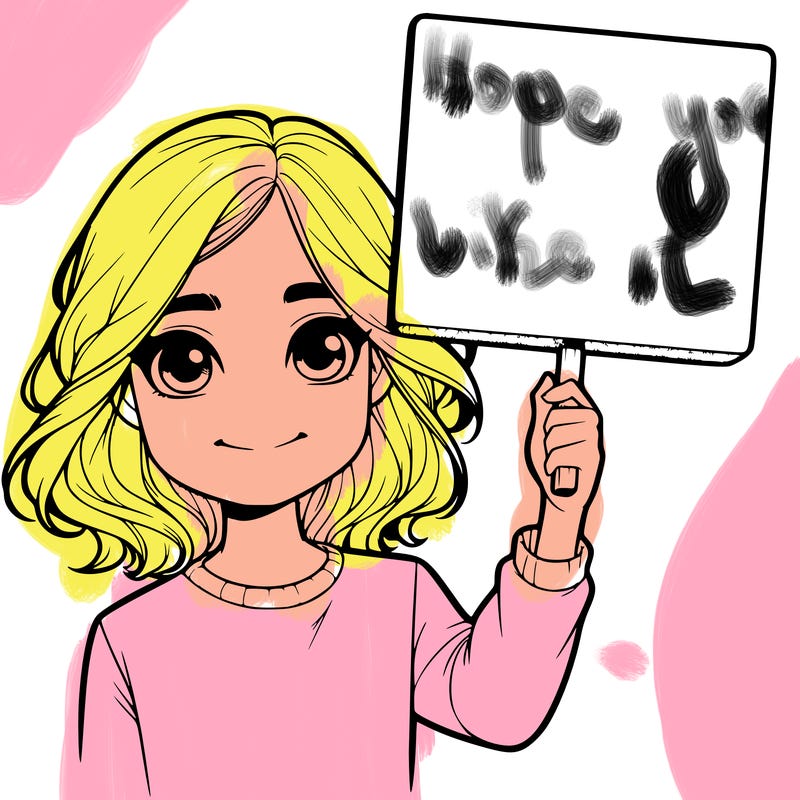 realistic girl holding up a sign