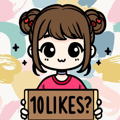 cute girl that is holding a sign that says 10 likes?