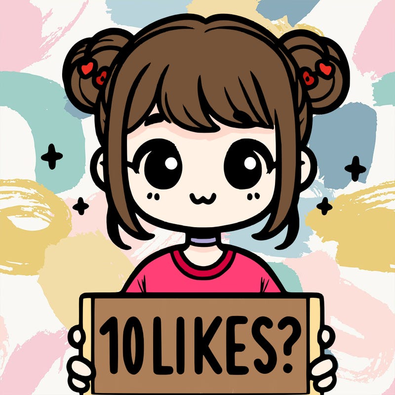 cute girl that is holding a sign that says 10 likes?