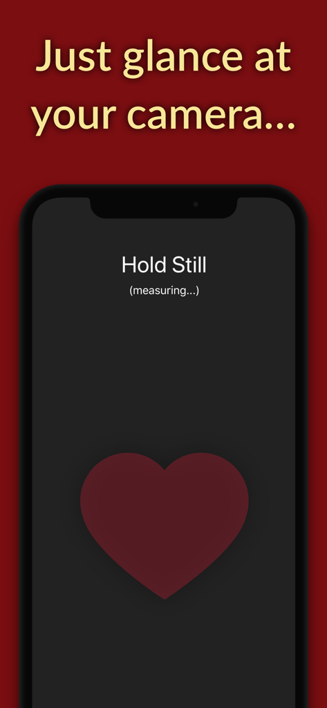 Screenshot of the Hands Free Heart Rate Monitor app interface during a heart rate measurement