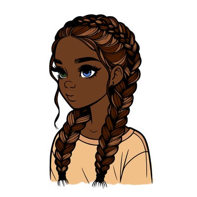 realistic girl with braids