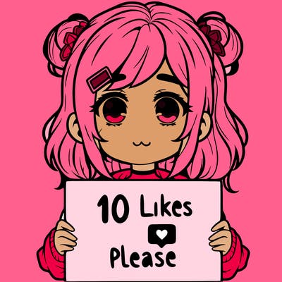 a girl with a sign saying 10 likes please