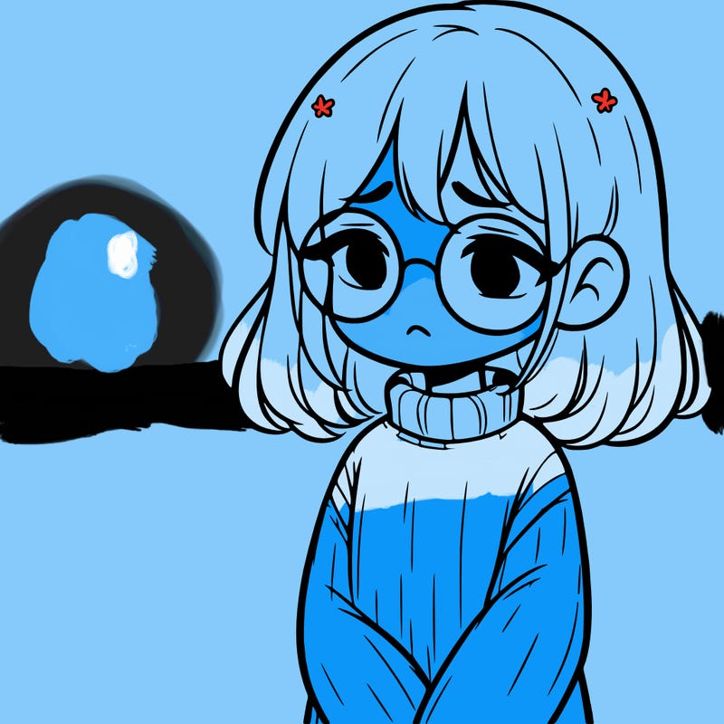 sad girl with glasses in a sweater