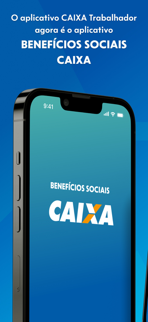 Schermata iniziale dell'app Beneficios Sociais CAIXA su un iPhone