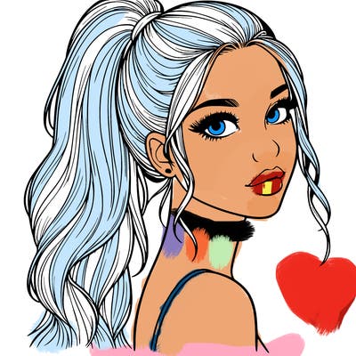 realistic pretty girl with high pony tail