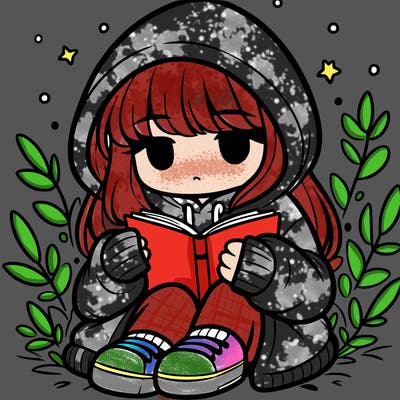 girl in oversized hoodie reading a book