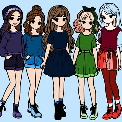 a group of five girls