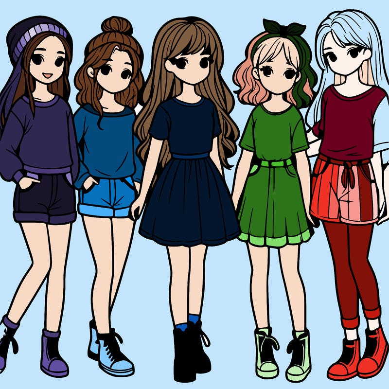 a group of five girls