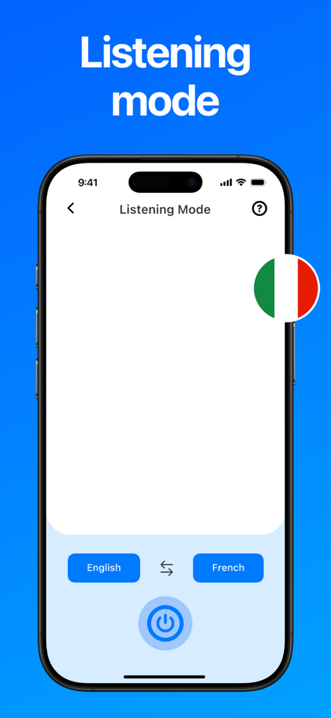 AI Translator: AI Lissa - The Listening mode interface of the AI Lissa translator app on an iPhone screen