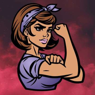 strong woman with a 60s american ad style