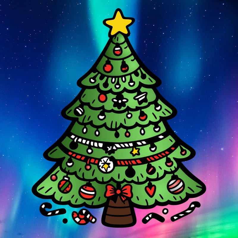 christmas tree with lots of details