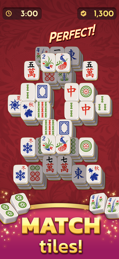 Schermata di gioco di Mahjong Solitaire Cube che mostra il tradizionale abbinamento di tessere e il punteggio del giocatore.