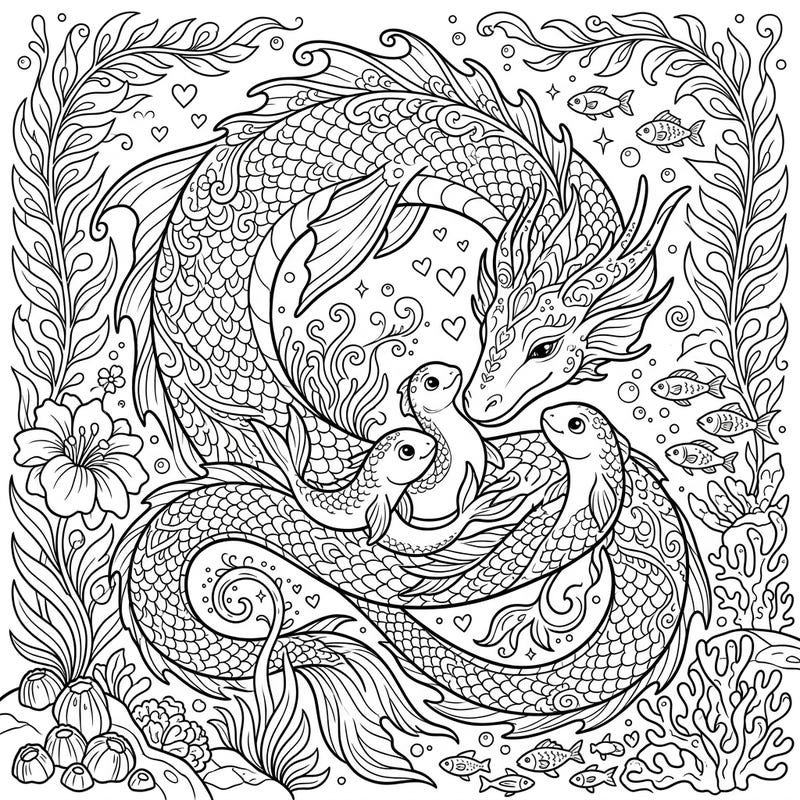 Dive into a heartwarming underwater world with this unique Mother's Day coloring page featuring a majestic Leviathan and her loving offspring. Celebrate the special bond between mother and child with intricate details and serene aquatic beauty.