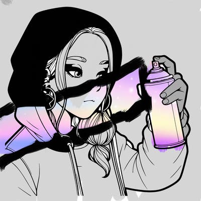 a realistic girl, spray painting