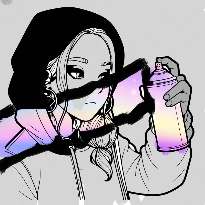 a realistic girl, spray painting