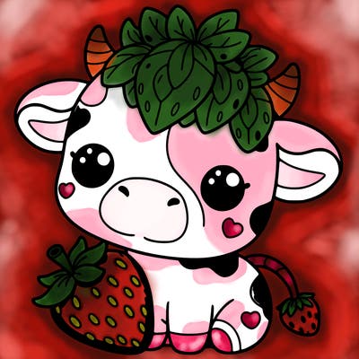 cute strawberry cow