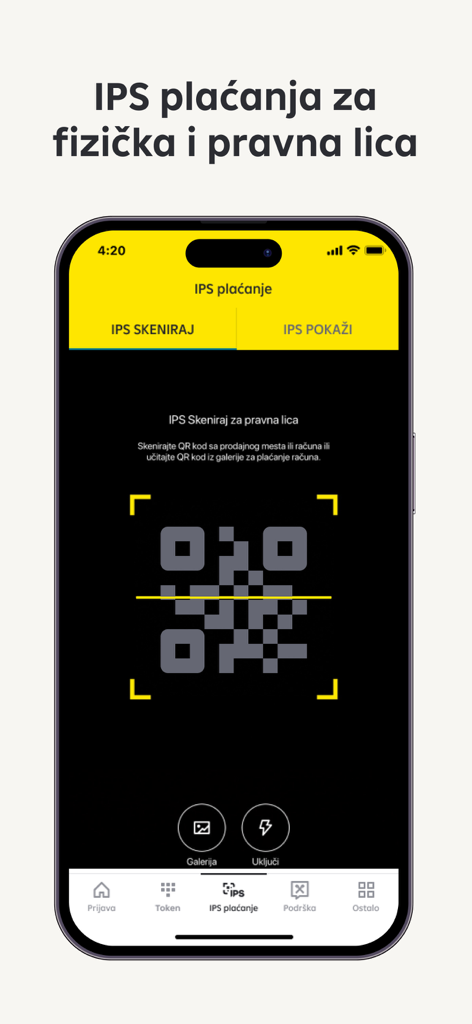 Moja mBanka Raiffeisen - Moja mBanka Raiffeisen app interface for scanning IPS QR codes to make payments