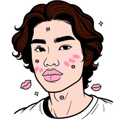 asian guy with wavy hair and full lips